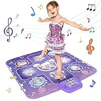 GirlsHome Dance Mat - Unicorn Toys for Girls Electronic Dance Pad with 5 Game Modes, Built-In Music, Touch Sensitive Light Up LED Kids Musical Mat, Christmas & Birthday Gift for Toddler Girls 3-12