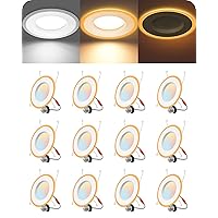 EDISHINE 12 Pack 4 Inch Recessed Lighting with Night Light, 5CCT 8W 700LM Ultra-Thin LED Can Lights, 2700/3000/3500/4000/5000K Selectable, Dimmable Recessed LED Ceiling Light, ETL Listed, ETL Listed