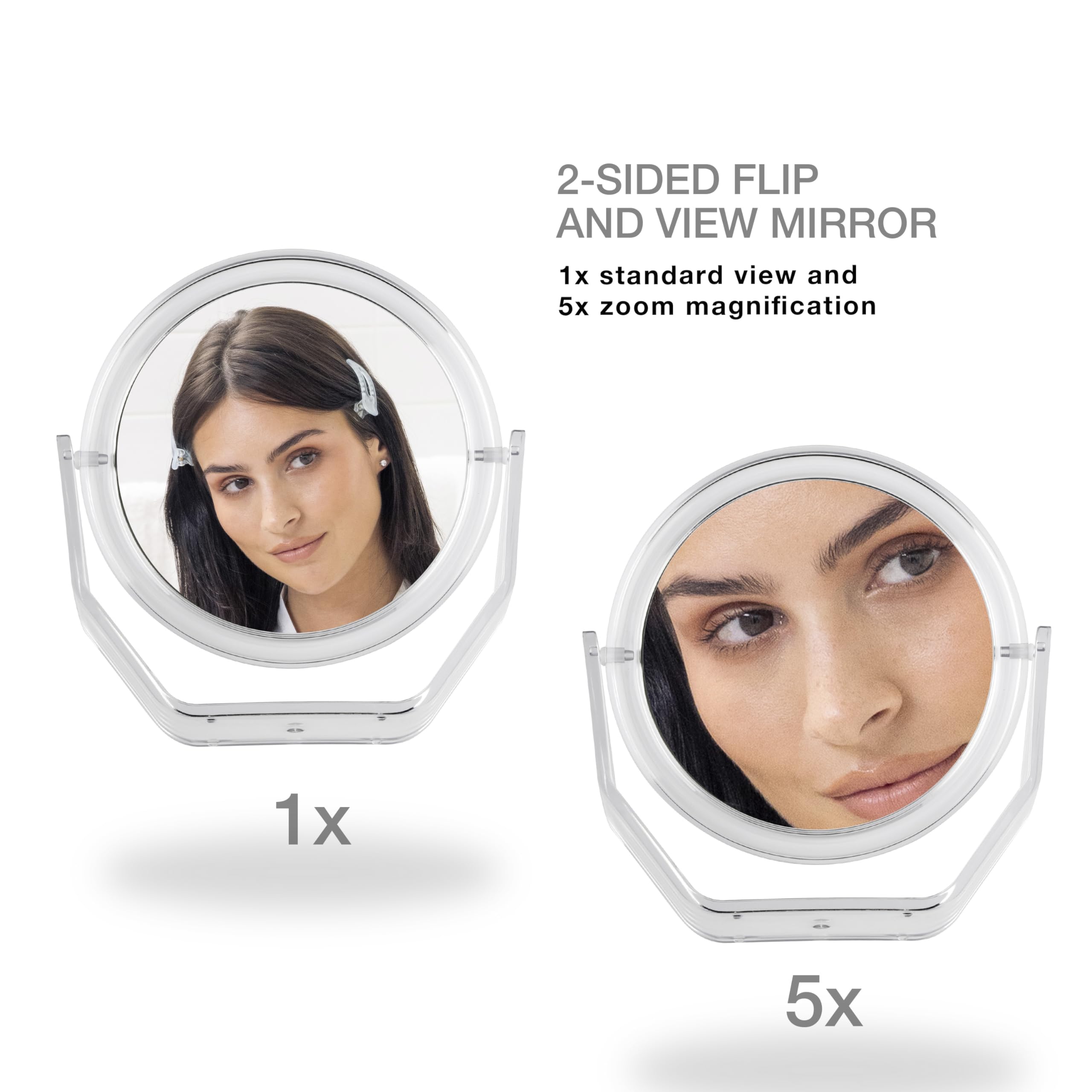 Conair Bathroom Vanity Magnifying Makeup Mirror, 1x/5x Flip Mirror