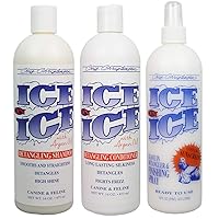 Chris Christensen Ice on Ice Bag Deal 64 - Detangling Shampoo, Conditioner & Finishing Spray for Dogs - Ice on Ice Bag Deal 16oz – High Shine & Fights Frizz Detangles for Dog Skin Problems