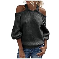Women Stylish Leisure Solid Long Sleeve Sweater Pullover Winter Tops(Dark Gray,M)