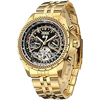 Herren Automatik-Armbanduhr Luxus Business Klassische Edelstahl Skelett Uhr für Herren Full gold
