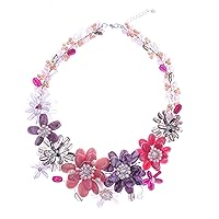 NOVICA Handmade Multigemstone Beaded Necklace Cultured Freshwater Pearl Rose Quartz Brass Silver Plated Stainless Steel Glass Smoky Pink Fuchsia Thailand Radiant Orchid Strawberry Ice Cashmere Dusty