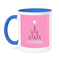 3dRose Breast Cancer Pink Ribbon Christmas Tree Survivor - Mugs (mug_214560_11)