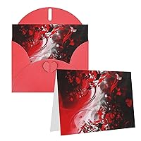 Red Black White Abstract Printed Greeting Card Internal Blank Folded Cards 6Ã—4 Inches Funny Birthday Cards Thank You Card With Colorful Envelopes For All Occasions