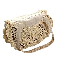 Women Round Soft Straw Handbags Satchel Large Summer Beach Woven Shoulder Bag Tote Crochet Beach Bag