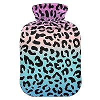 Hot Water Bottles with Cover Leopard Rainbow Hot Water Bag for Pain Relief, Pregnant Women, Hot Water Bed Warmer 2 Liter