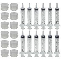 Press in Bottle Adapter fits Bottles 18 mm (0.70 Inches) Outer Neck Size Paired with 6 ml Clear Oral syringe (Pack of 12)