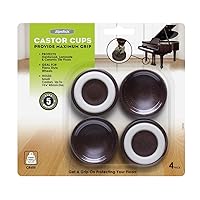 Slipstick CB605 Small Furniture Wheel Caster Cups/Floor Protectors with Non Skid Rubber Grip (Set of 4 Gripper Cups) 2 Inch Round - Chocolate Brown