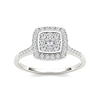 DZON10K White Gold 1/2ct TDW Diamond Cushion Shape Engagement Ring (H-I, I2)