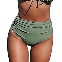 CUPSHE Women Swimsuit Bikini Bottom High Waisted Full Coverage Tummy Control Bathing Suit