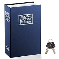 Book Safe with Key Lock – Jssmst Home Dictionary Diversion Safe Lock Box Safe Metal Box, Navy Large, SM-BS004NL