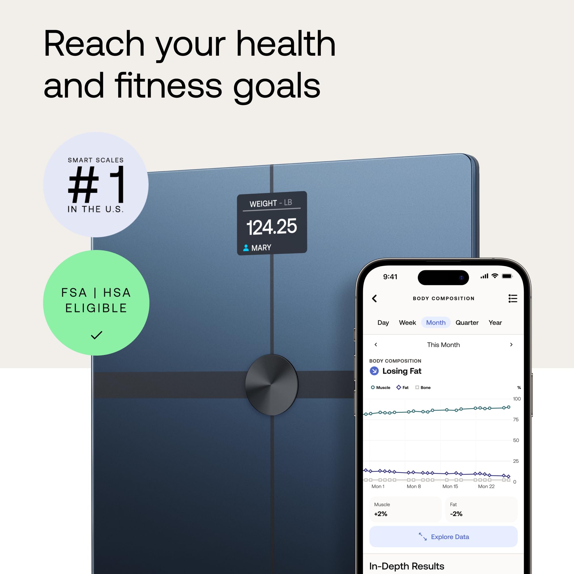 WITHINGS Body Smart - Accurate Scale for Body Weight and Fat Percentage, Body Composition Wi-Fi and Bluetooth Weight Scale, Baby Weight Scale, Smart Scale Apple Compatible, Bathroom Scale,FSA/HSA