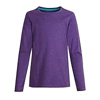 Hanes by Girls' Long-Sleeve Crewneck T-Shirt_Purple Crush_XS