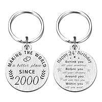 24th Birthday Gifts for Women Men, 24 Year Old Birthday Keychain, Born in 2000 Gifts, 2000 Birthday Decorations