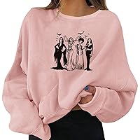 Womens Fall Tops Women's Halloween Pullovers Fun Graphic Print Round Neck Long Sleeve Ladies Casual Sweatshirt