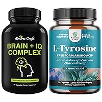 Bundle of Nootropic Memory Supplement and Potent L Tyrosine 500mg Capsules - Memory Pills for Brain Boost and Natural Energy Booster - Amino Acid Nutritional Supplement for Brain Health