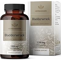 HERBAMAMA Bladderwrack Capsules - Organic Bladderwrack Powder Supplement - Dr Sebi Bladderwrack Leaves Pills 1200mg, 100 Caps