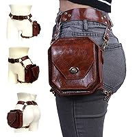 Holster Bag, Thigh Bag PU Leather Adjustable Holster Bag Vintage Leg Bag Fashion Hiking Sport Leg Pouch for Women Men 6.50x6.10 inch Brown, Leg Bag