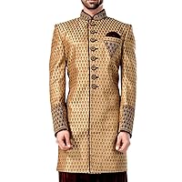 Mens Peach Indowestern Sherwani Outfit Sherwani Kurta IN7490XL48 48 X-Long Peach