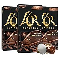 L'OR Espresso Capsules, 30 Count Chocolate, Single-Serve Aluminum Coffee Capsules Compatible with the L'OR BARISTA System & Nespresso Original Machines