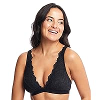 Women's Ivy Lace Bralette with Adjustable Straps, Unpadded Unlined Wireless Plunge Bra, Perfect Everyday Lingerie