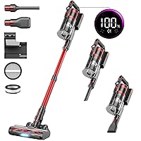 Cordless Vacuum Cleaner, 38Kpa/450W Stick Vacuum with Smart Display, 2024 Newest Dual Handle Vacuum Cleaners for Home, Up to 55 Mins Run Time, Suitable for Pet Hair/Carpet/Hard Floors