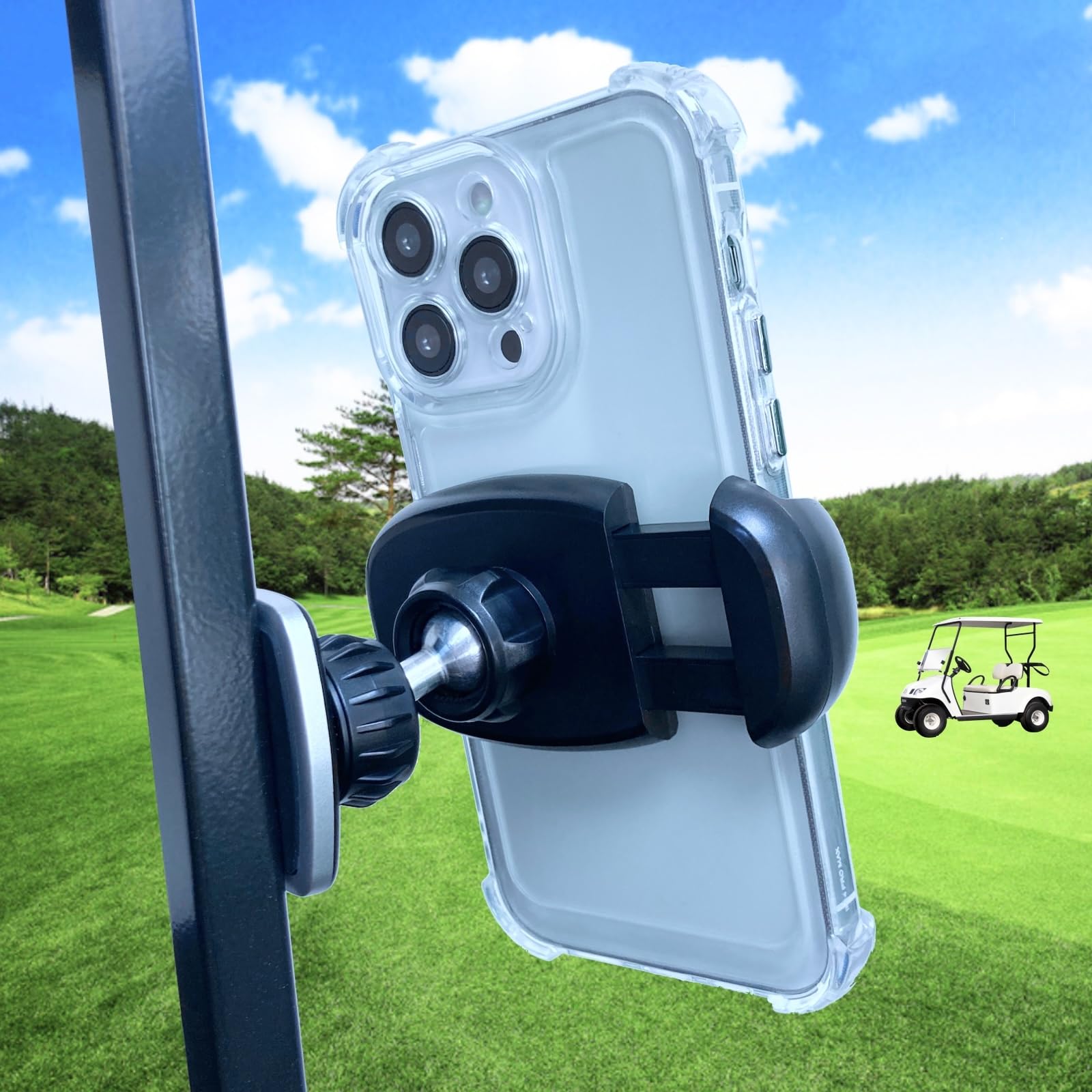 ARMOLABX [Upgraded] Golf Cart Magnetic Phone Holder Mount, Golf Cart Phone Holder [Big Phones & Thick Cases Friendly], Magnetic Phone Holder for Golf Cart Attach to Metal Surface for All Smartphones