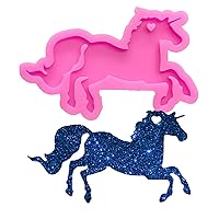 Shiny Glossy Pegasus Unicorn Horse Shape Silicone Molds for DIY Craft Keychain Polymer Clay Mold Necklace Epoxy Pendant Jewellery Resin Crafting Making Cake Decoration Fondant Mould