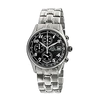 gino franco Men's 944BK Round Stainless Steel Chronograph Bracelet Watch