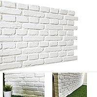 Faux Brick Wall Panels Wall Decoration with Rustic Design Faux Rust Tuscan 3D Brick Wall Panels for TV Background Wall Exterior Wall (32 Square Feet/Box, Matt White)