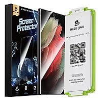 MAGIC JOHN 2 Pack for Samsung Galaxy S21 Ultra Screen Protector [Ceramic Film Material Not Glass] 6.8 inch,[100% Fingerprint ID Compatible] Easy Installation Tray, Shock-Resistant, 3D Curved, Bubble