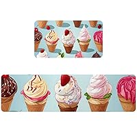 Ice Cream Kitchen Rug, Absorbent Runner Mat for Floor, Washable Standing Mats for in Front of Sink, Door, Laundry, Entryway, Entrance