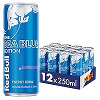 Energy Drink Sea Blue Edition, Juneberry, Pack of 12 - 12 x 250 ml I Energy Drink with Fruity Juneberry Flavor I Stimulates Body and Mind