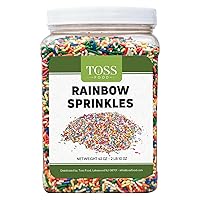TOSS Sprinkles Rainbow - Decorating Jimmies - 42 OZ - Sprinkle Candy - Resealable Container - Toppings for For Baking, Decorating,Ice Cream Toppings, Cupcake, Cake, Cookies