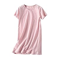 Girl's Stripes Nightgowns Cotton Sleep Shirts Sleepwear Princess Nightdress
