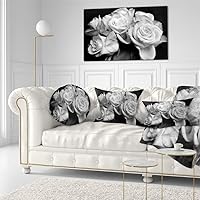 PT9986-40-20 Bunch of Roses Black and White-Floral Canvas Art Print-40X20, 40 x 20