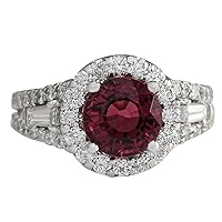 4.02 Carat Natural Pink Tourmaline and Diamond (F-G Color, VS1-VS2 Clarity) 14K White Gold Cocktail Ring for Women Exclusively Handcrafted in USA