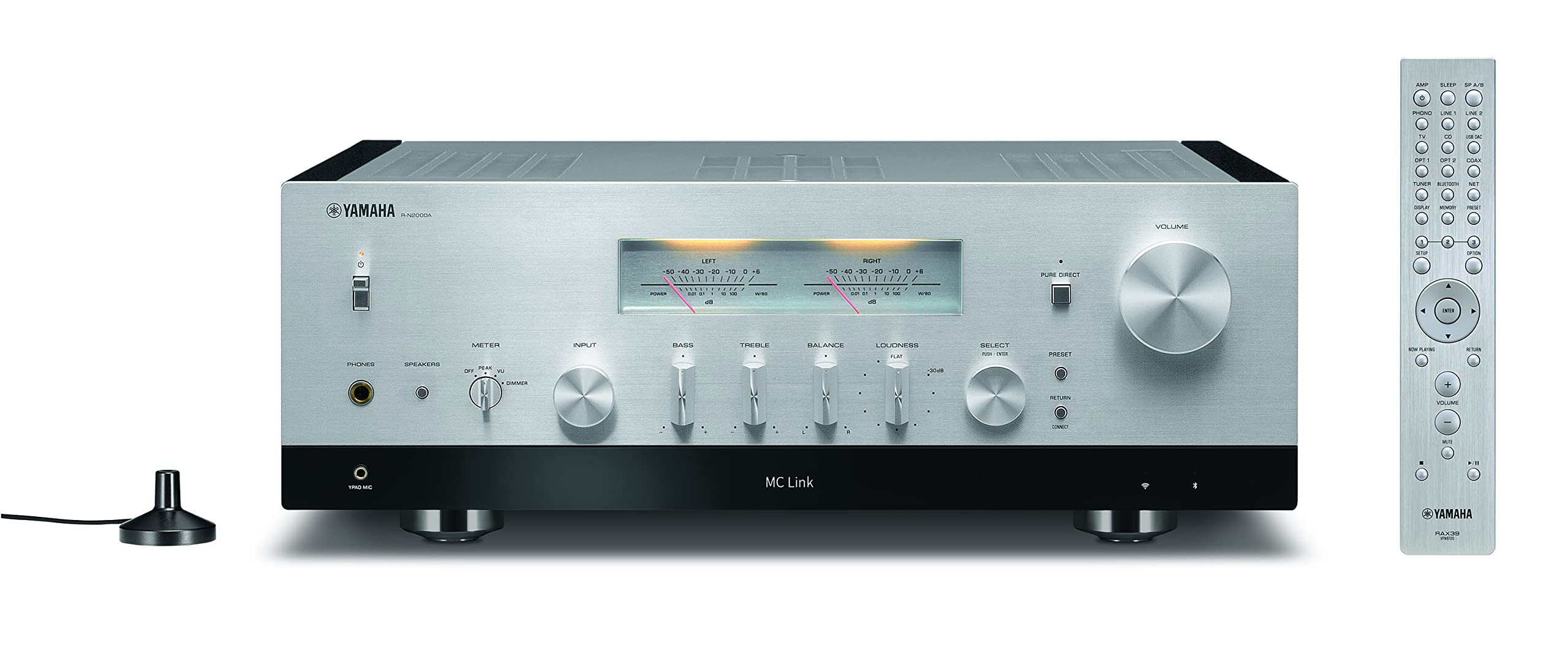 Yamaha Audio Yamaha R-N2000A Hi-Fi Network Receiver with Streaming, Phono and DAC – Silver