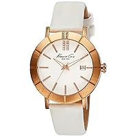 Kenneth Cole New York Women's Quartz Stainless Steel Case Leather Strap White Casual Watch,(Model:KC2743)