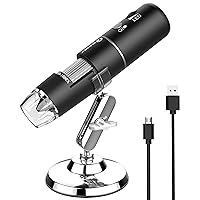 Wireless Digital Microscope Handheld USB HD Inspection Camera 50x-1000x Magnification with Stand Compatible with iPhone, iPad, Samsung Galaxy, Android, Mac, Windows Computer