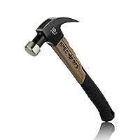 Tools Fiberglass Hammer, 16 oz, Curved Claw, Shock-Absorbing Grip