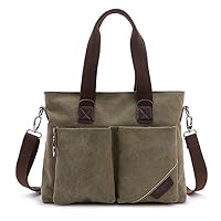 Women' Canvas Shoulder Bag Top Handle Tote Multi-pocket Handbag Purse