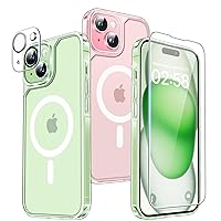 TAURI for iPhone 15 Plus Case, Compatible with Magsafe [Yellowing Resistant] with 2X Screen Protector + 2X Camera Lens Protector, Military-Grade Protection, Slim Magnetic Phone Case, Clear