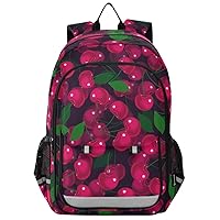 ALAZA Red Cherry on Black Backpack Cycling, Running, Walking, Jogging