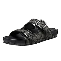 Coach Men's Signature and Leather Buckle Strap Sandal