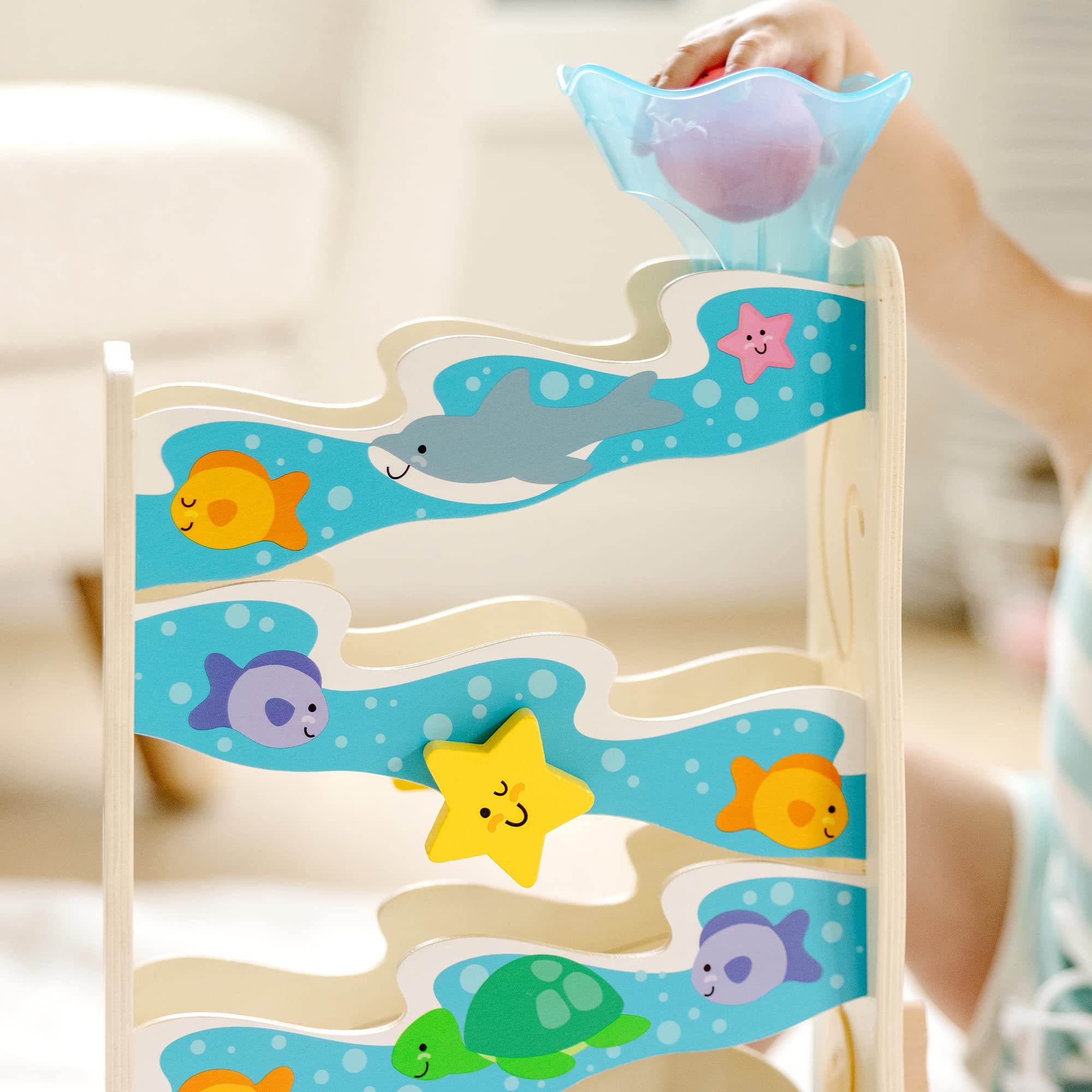 Melissa & Doug Rollables Wooden Ocean Slide Toy (5 Pieces) - Ocean Themed , Early Learning Toys For Infants And Toddlers Ages 1+