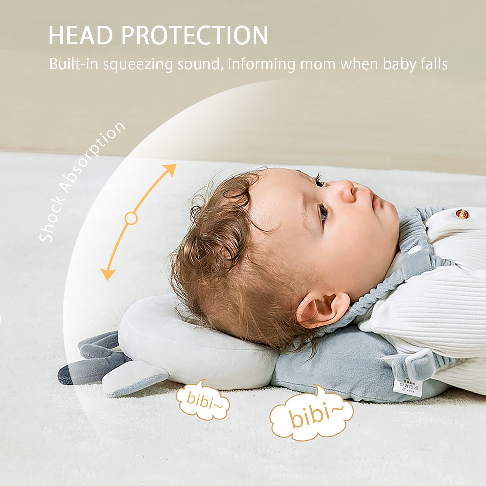 MQIFRB Baby Head Guard, Baby Fall Prevention Backpack, Anti-Tipping Helmet, Head Guard, Kids, Head Protection, Fall Prevention Cushion, Adjustable Shoulder Straps, Good Texture, Baby Supplies, Safe, Cute