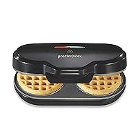Proctor Silex Double Mini Waffle Maker Machine with 4” Round Non-stick Grids, Makes 2 Personalized Individual Breakfast Keto Chaffles and Hashbrowns, Compact, Black (26102)