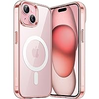 JETech Magnetic Case for iPhone 15 Plus 6.7-Inch Compatible with MagSafe Wireless Charging, Shockproof Phone Bumper Cover, Anti-Scratch Clear Back (Pink)